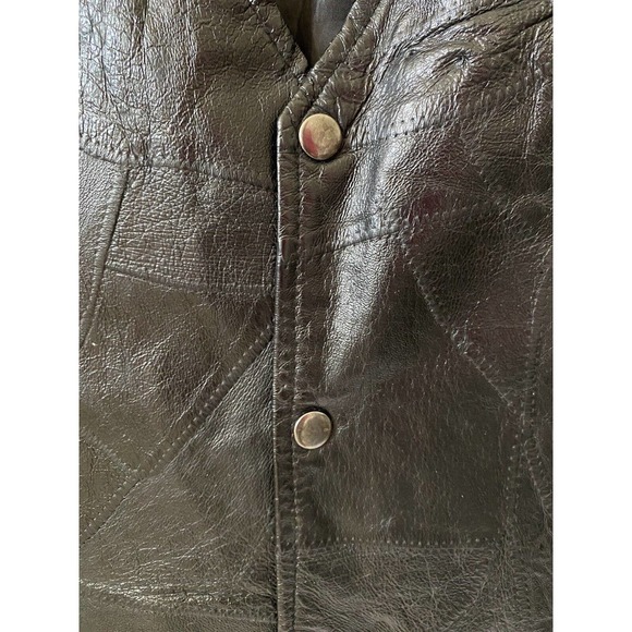 Leather Works Men’s Genuine Leather Black Patchwork Motorcycle Biker Vest XXL - Picture 4 of 16